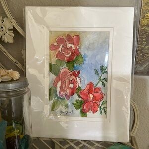 Original Floral Watercolor Print - Pink Roses by